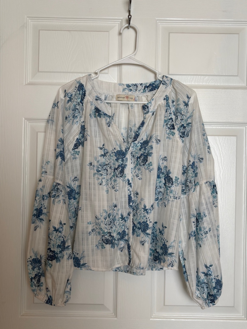 Blue Floral Peasant Blouse - Women Tops